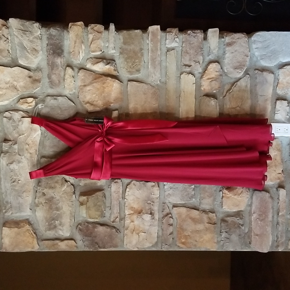 Jones Wear Dress Burgandy Ruby with Silk Bow ♥